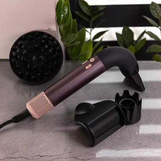 Фен-стайлер для волосся Super Hairdryer 1600 Вт 4 насадки, фіолетовий - фото 2