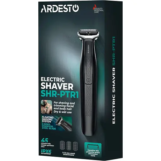 Електробритва Ardesto One blade, Li-Ion, 3 насадки, чорний - фото 8