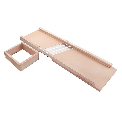 Деревянная шинковка для капусты и нарезки овощей с тремя лезвиями с лотком и болтами (22*69 см), Wood&Steel 84944 - фото 2