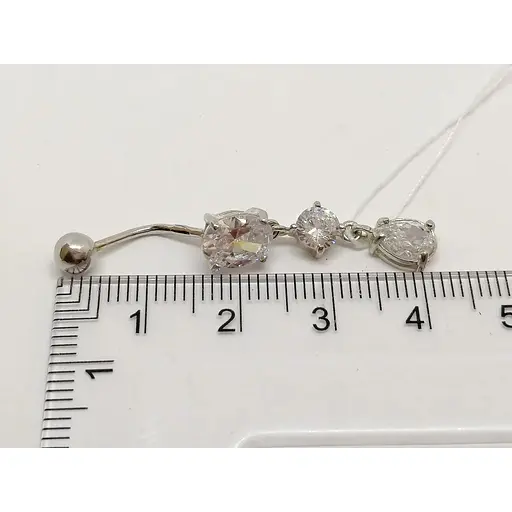 Срібна сережка для пірсингу пупка Ірій з фіанітами. 6004 - фото 3