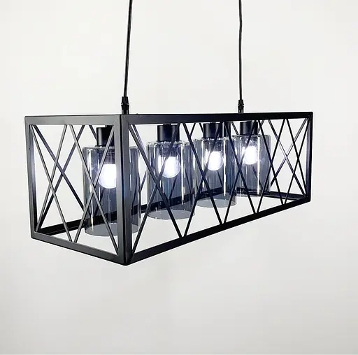 Підвісна люстра в металевому корпусі з плафонами Line.F Колір плафона Графітовий - фото 7