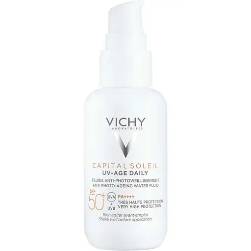Набір Vichy: сонцезахисний невагомий флюїд Capital Soleil UV-Age Daily 40 мл + термальна вода 50 мл + набір пробників у сумці - фото 2