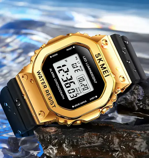 Чоловічий наручний спортивний годинник Skmei 1851 Золотистий - фото 5
