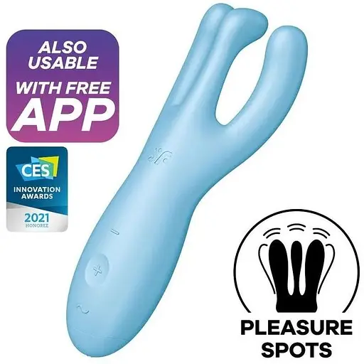 Клиторальный смарт вибратор Satisfyer Threesome 4 Blue с тремя пальчиками - фото 2