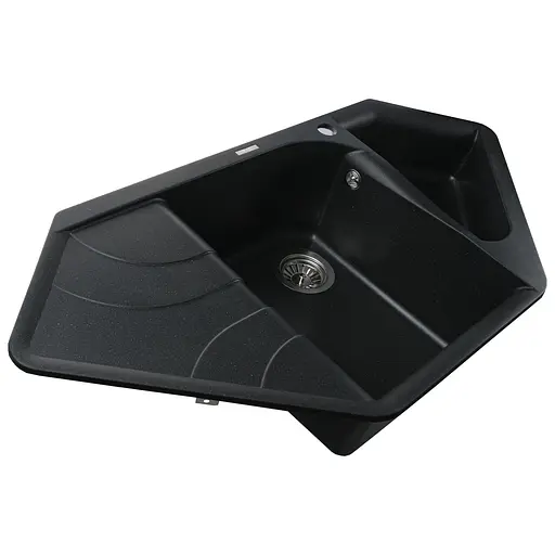 Гранітна мийка Globus Lux Garda чорний металiк 1000x500 мм А0001, Чорний - фото 4