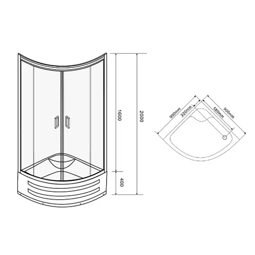 Душова кабіна Eger Magrit 90x90 на глибокому піддоні 599-587, Хром - фото 8