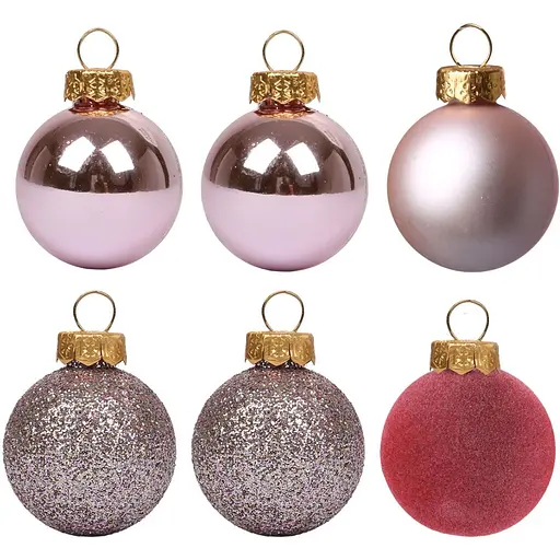 Набір новорічних куль Yes! Fun пластик 8 см 6 шт. пудрово-рожевий (975126)