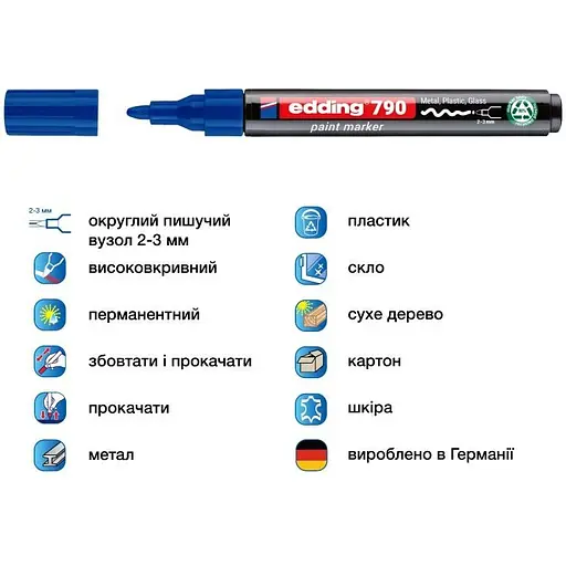 Маркер Edding Paint e-790 2-3 мм круглий синій (e-790/03n) - фото 2
