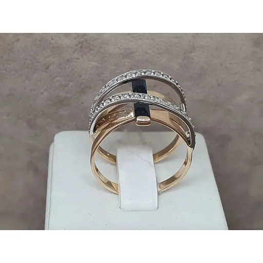 Золотое кольцо Tango с агатом и фианитами. 379602 19,5 - фото 3