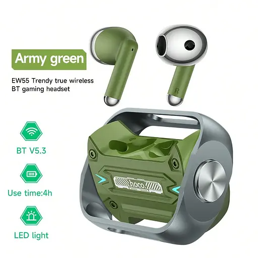 Бездротові навушники Hoco EW55 TWS gaming headset | BT5.3, 30/300mAh, 4h | army-green - фото 2