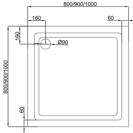 Поддон Dusel D102 90x90x13,5 Белый - фото 2