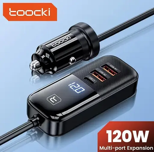 Автозарядный адаптер 4 выхода Toocki 120W TQ-CC28 2C+2A TCC2C2A-XJ01 черный - фото 2