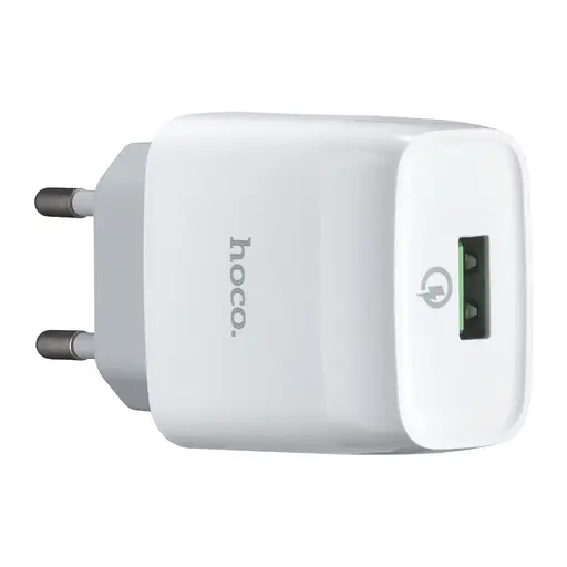 Сетевые зарядные устройства Hoco C72Q Glorious single port QC3.0 charger (EU) Белый - фото 1