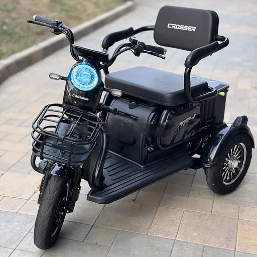 Електроскутер Триколісний Crosser TR1 Pro (1000W, 72V, 20Ah) Чорний - фото 5