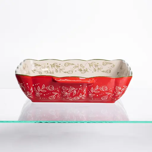 Форма для запекания Vintage 28×24×6 (см) квадратная форма для выпекания в духовке с ручками Красный Yiwu HM04-15 - фото 3