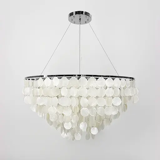 Круглая серебряная люстра ATHELIA с перламутровыми пластинами Ø 80 см | Ст. 1537-800 CH | Line F - фото 1