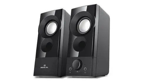 Колонки 2.0 REAL-EL S-90 черный, 2 x 3 Вт, пластиковый корпус, питание от USB, управление спереди - фото 1