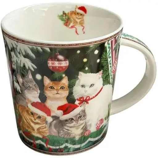 Чашка новорічна BonaDi R33357 Різдвяні коти фарфор у подарунковій коробці 420мл - фото 1