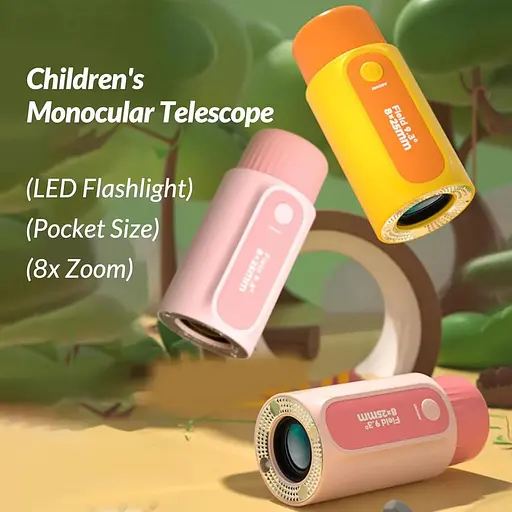 Справжній міні-дитячий монокулярний телескоп Bestrip 2 в 1 зі світлодіодними ліхтариками, що перезаряджаються, 8-кратний зум - фото 4