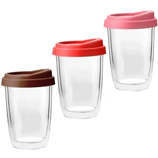 Чашка DOBLO с двойной стенкой и силиконовой крышкой 350 мл Take away