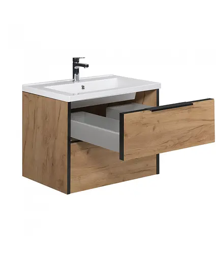 Тумба Мойдодир Line Craft 60 з умивальником Cosmo 60 дуб крафт/Чорний - фото 3