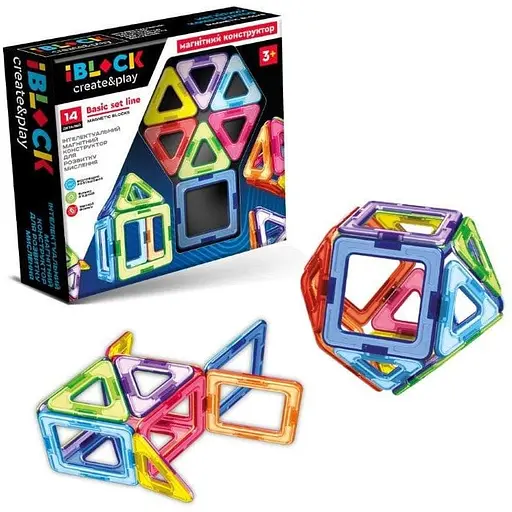 Детский магнитный конструктор iBlock PL-923-525 14 деталей - фото 1
