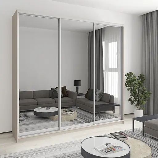 Шафа-купе тридверна MebelStar Комбо AL 3 Дзеркала 250x60x240 см Кашемір (MBS-2215)