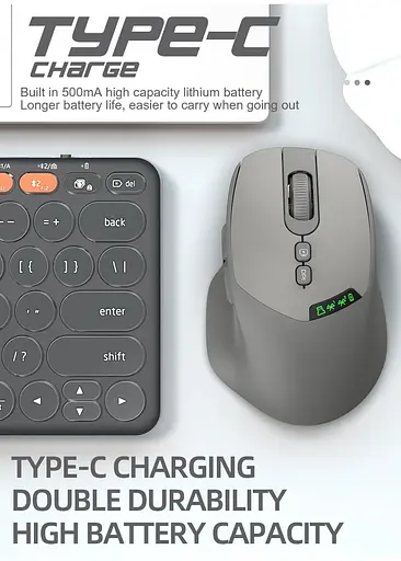 Миша бездротова 2 режимна Apayado T02 Pro Dual Mode Wireless Mouse сіра - фото 4