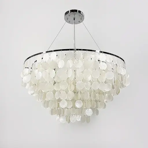 Круглая серебряная люстра ATHELIA с перламутровыми пластинами Ø 80 см | Ст. 1537-800 CH | Line F - фото 5