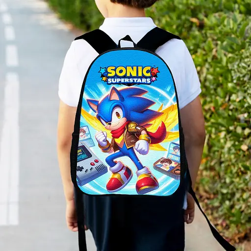 Рюкзак детский Супер Соник "Super Sonic" 34х27см, городской ранец для мальчика с принтом (00560)