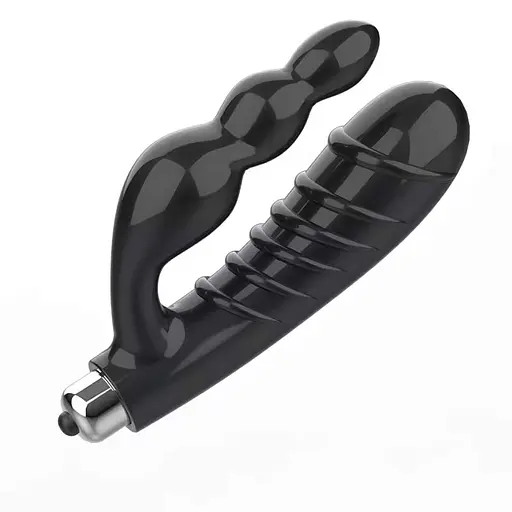 Подвійний силіконовий вібратор анальний стимулятор стимулятор U-подібної форми для жінок та чоловіків 146 мм чорний