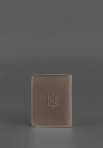 Кожаная обложка для ID-паспорта и водительского заседания 4.1 темно-бежевая с гербом - фото 3