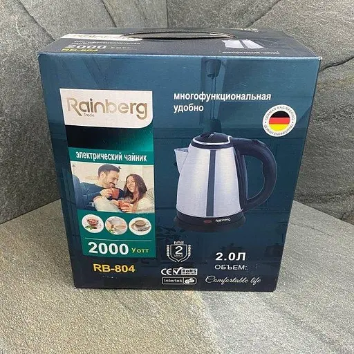 Электрочайник из нержавеющей стали Rainberg RB-804 Металл 2л 2000 Вт Серебристый/Черный - фото 5