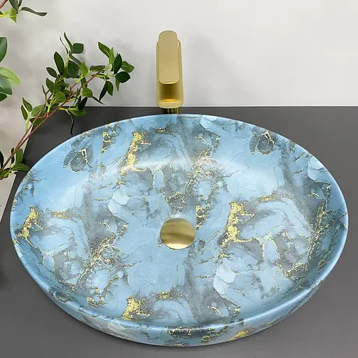 Умивальник VBI Udine marble blue matt накладний VBI-012103, Синий - фото 3