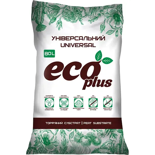 Торф'яний субстрат Eco Plus Універсальний 80 л (000018996) - фото 1