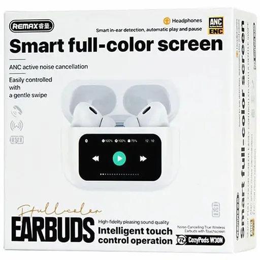 Вакуумные беспроводные наушники с экраном Remax Cozypods W30N TWS - фото 2