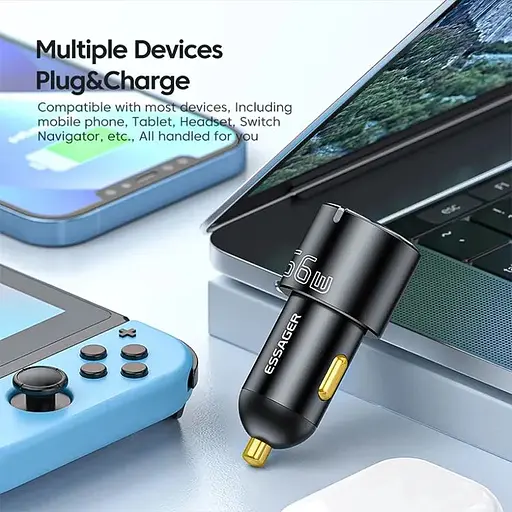 Автомобильный адаптер Essager City Dual для зарядки на 2 USB 60W - фото 6