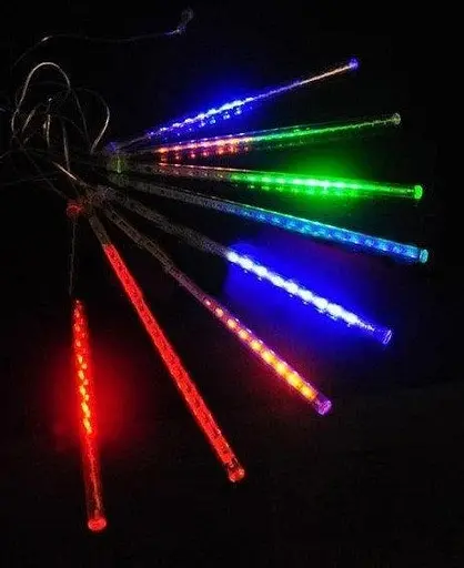 Гирлянда светодиодные сосульки 8 шт 50 см (прозрачный шнур) Цветная - фото 5