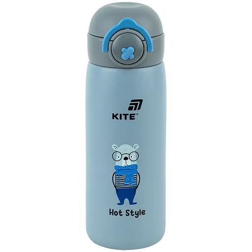 Термос с кнопкой Kite Hot style серый 430 мл (K25-1221-3)