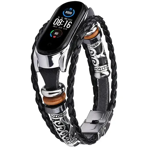 Ремінець вінтажний Carprie для фітнес-браслета Xiaomi Mi Band 7 и 7NFC Type A Black silver