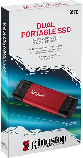 Портативний SSD Kingston 2TB USB 3.2 Gen 2 Dual USB-A R1050/W950MB/s - фото 4
