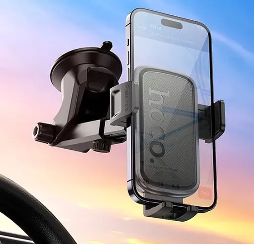 Магнитный универсальный автомобильный держатель Hoco H79 на присоске с зажимами в машину Черный - фото 6