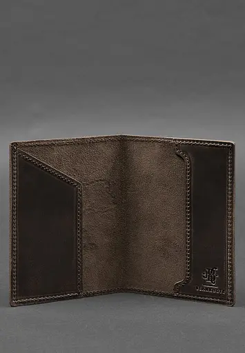 Кожаная обложка для паспорта с картой Украины темно-коричневый Crazy Horse - фото 5