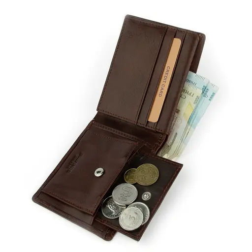 Кошелек мужской кожаный Virginia Conti Т813 коричневый без кнопки - фото 4