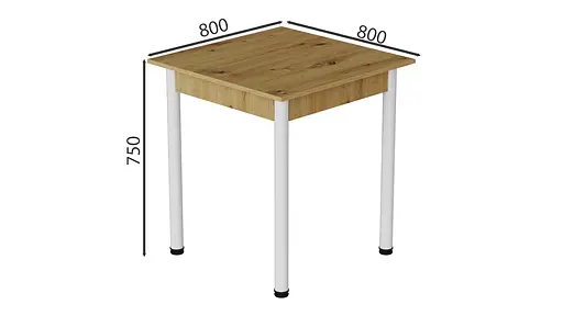 Стіл кухонний Ferrum-decor Агата 75x80x80 Білий ДСП Дуб Артізан 16мм (FRD-105675) - фото 3