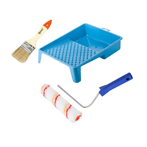 Валик "Роял" 150х15 мм с ручкой, ванночка и кисточка "Стандарт" Polax (770-267) - фото 1