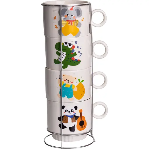 Набор чашек фарфоровых Animals 4 шт. 300 мл FM-8