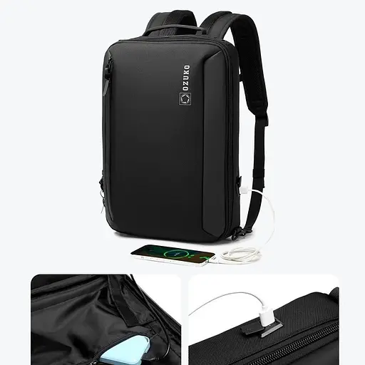 Рюкзак городской Ozuko 9490S 9л с отделением для ноутбука до 15,6" Black (16211) - фото 7