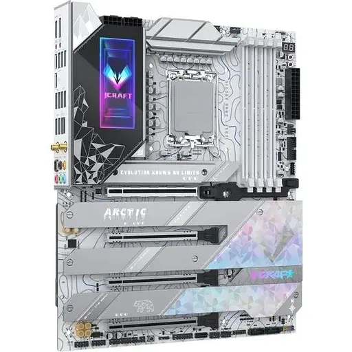 Материнская плата Maxsun iCraft LGA1851, Z890 ARCTIC, Z890, 4xDDR5, Int.Video(CPU), 4xSATA3, 1xPCI-E 16x 5.0, 1x PCI-E 8x 5.0, 2xPCI-E 4x 4.0, 4xM.2, RTL8126, 9xUSB3.2, 2xType-C, DP/HDMI, WIFI7+BT5.4, 16 фаз, отладка, ARGB, ATX - фото 3