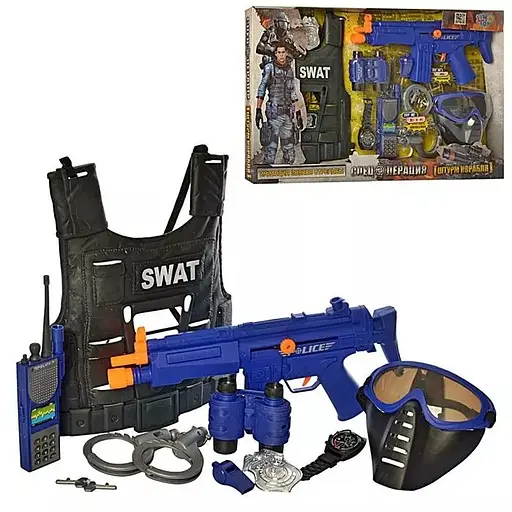 Набір поліції 34290 автомат, бронежилет, маска, рація, світло, звук, в коробці (6903317077458) - фото 1